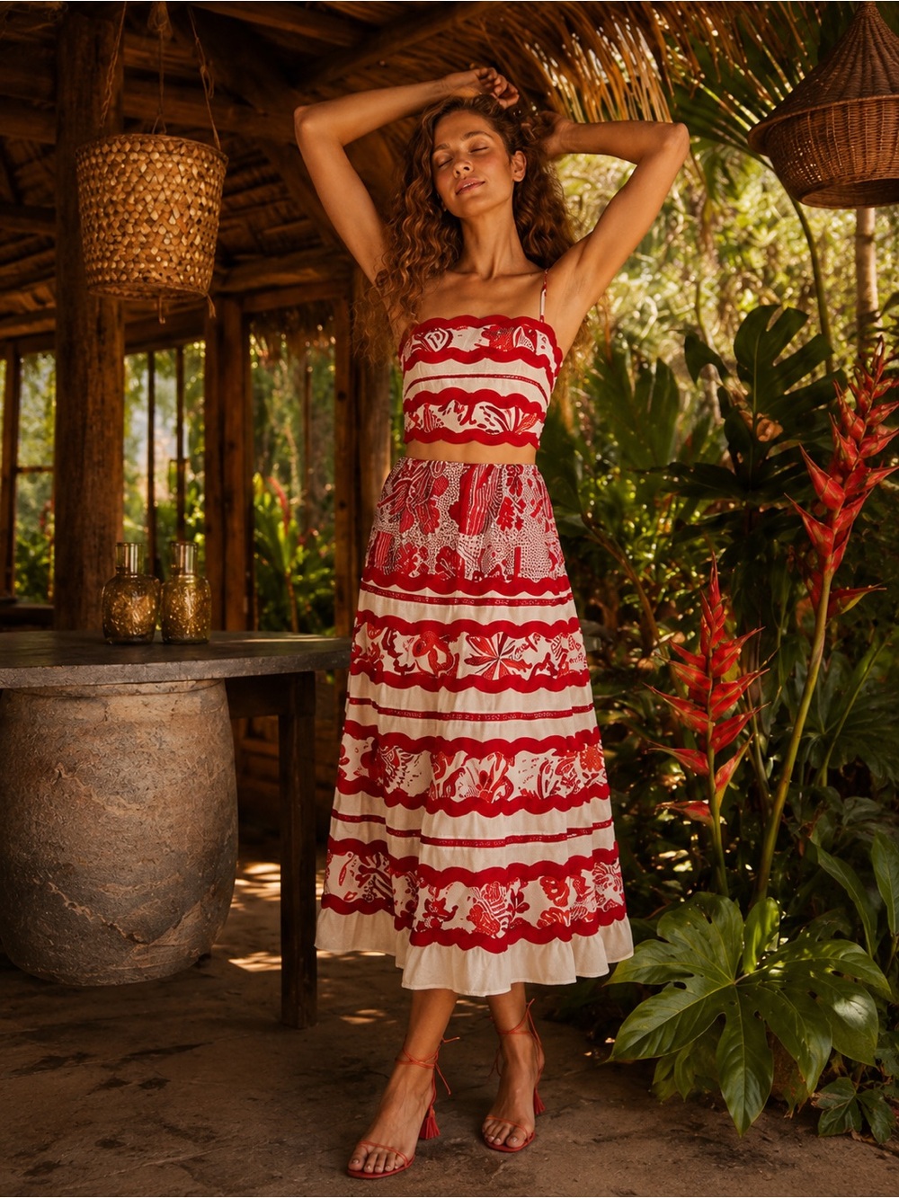 Farm Rio Tiles Printed Skirt and Top Set - Picture 2 of 16